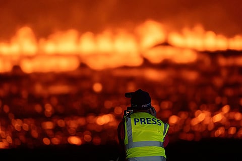 Iceland Volcano Eruption:  Journalist on location reporting on the new fissure